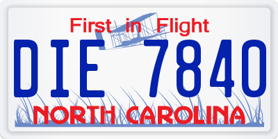 NC license plate DIE7840