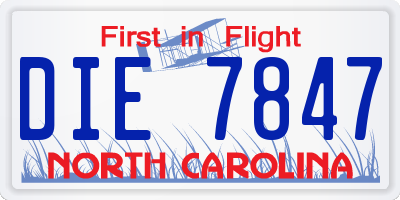 NC license plate DIE7847