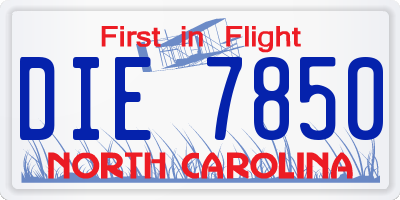 NC license plate DIE7850