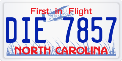 NC license plate DIE7857