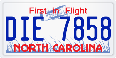 NC license plate DIE7858