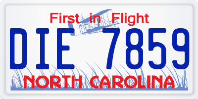 NC license plate DIE7859