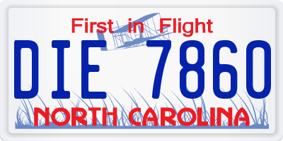 NC license plate DIE7860