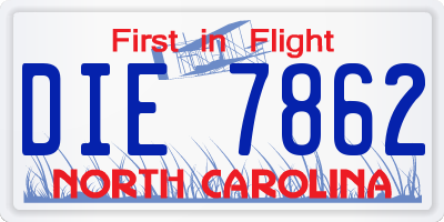 NC license plate DIE7862