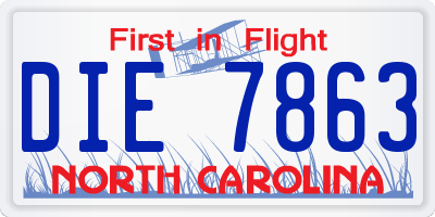 NC license plate DIE7863