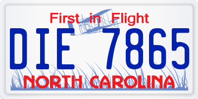 NC license plate DIE7865