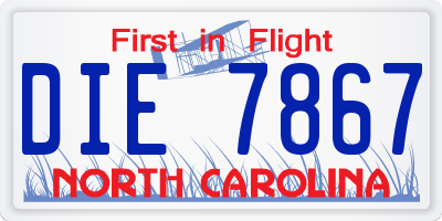 NC license plate DIE7867