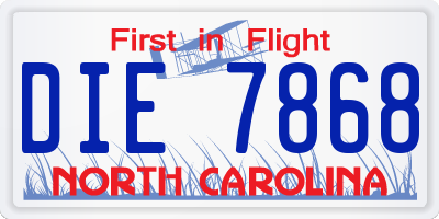 NC license plate DIE7868