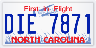 NC license plate DIE7871