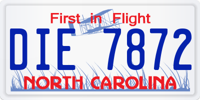 NC license plate DIE7872