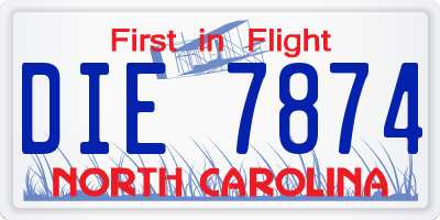 NC license plate DIE7874