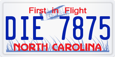 NC license plate DIE7875