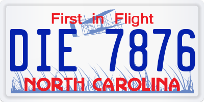 NC license plate DIE7876