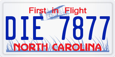 NC license plate DIE7877