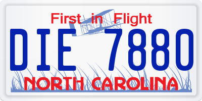NC license plate DIE7880