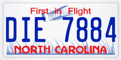 NC license plate DIE7884