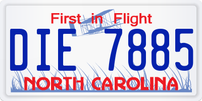 NC license plate DIE7885