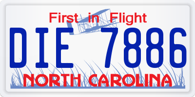 NC license plate DIE7886
