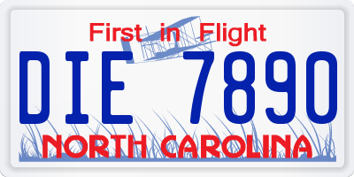 NC license plate DIE7890