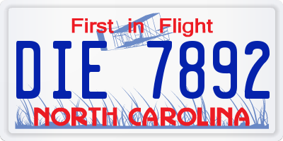 NC license plate DIE7892