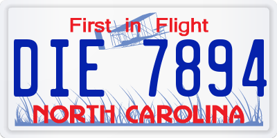 NC license plate DIE7894