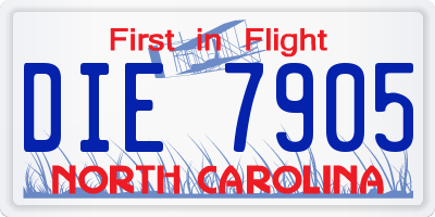 NC license plate DIE7905