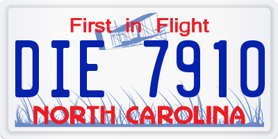 NC license plate DIE7910