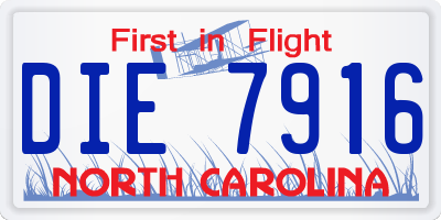 NC license plate DIE7916