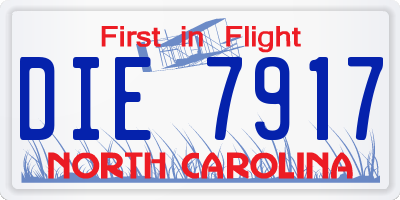 NC license plate DIE7917