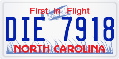 NC license plate DIE7918