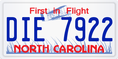 NC license plate DIE7922