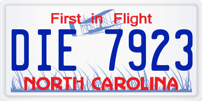 NC license plate DIE7923