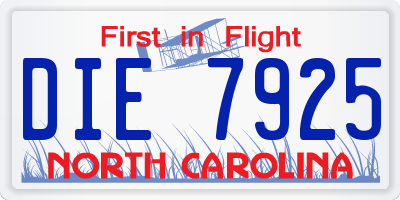 NC license plate DIE7925
