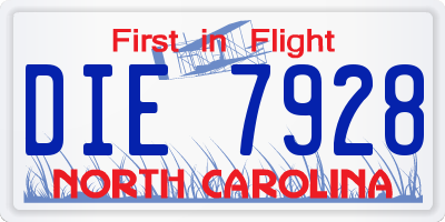 NC license plate DIE7928