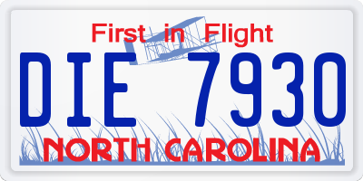 NC license plate DIE7930