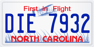 NC license plate DIE7932