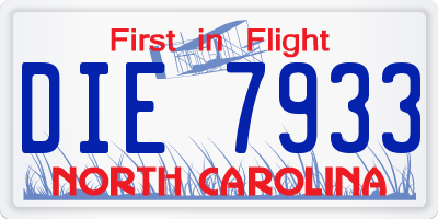 NC license plate DIE7933