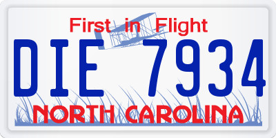 NC license plate DIE7934