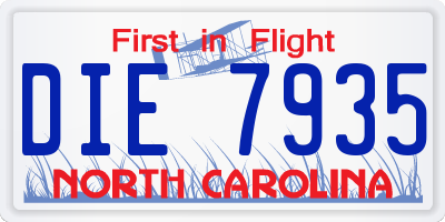 NC license plate DIE7935