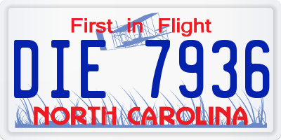 NC license plate DIE7936