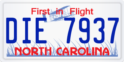 NC license plate DIE7937