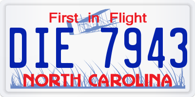 NC license plate DIE7943