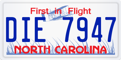 NC license plate DIE7947