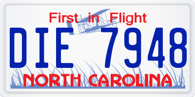 NC license plate DIE7948