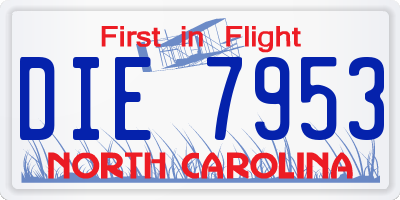 NC license plate DIE7953