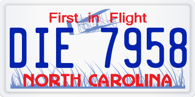 NC license plate DIE7958