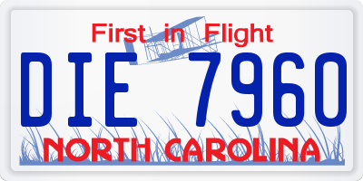 NC license plate DIE7960
