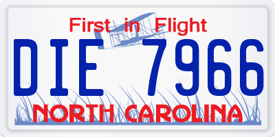 NC license plate DIE7966