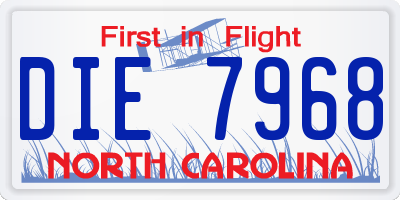 NC license plate DIE7968