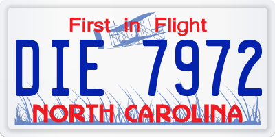NC license plate DIE7972